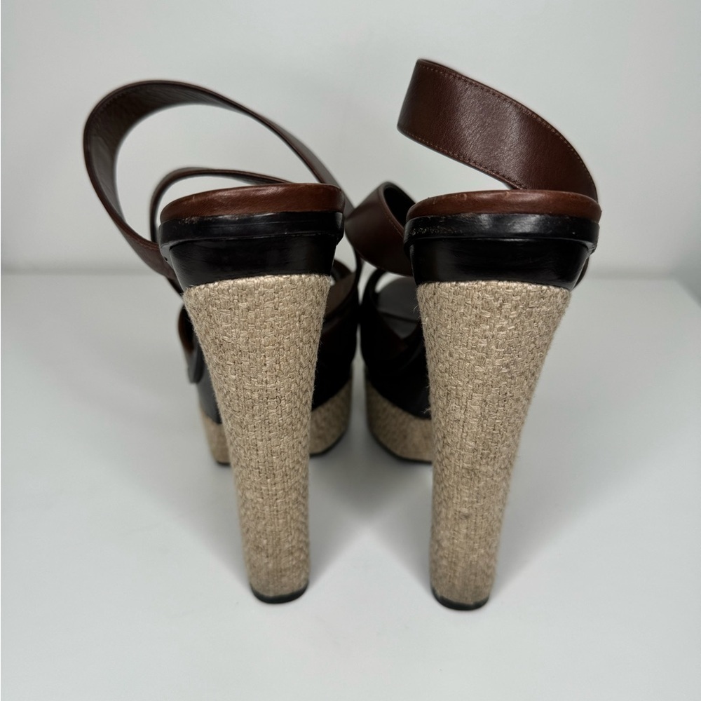 YSL Yves Saint Laurent Leather Cruise Platform Sandals Sz 39 - Picture 3 of 7